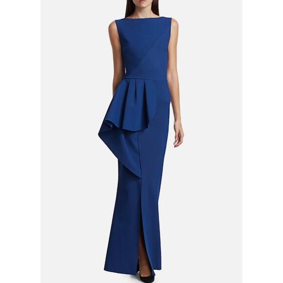 NWT Chiara Boni La Petite Robe Quirina Peplum Gown Dress Blue Size 46 - Picture 1 of 7